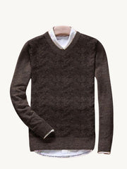 Louis Vicaci Full Sleeve Wool Sweatshirt For Men-Brown Melange-BE263/BR1068