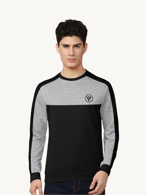 Louis Vicaci Fleece Sweatshirt For Men-Black with Gey Melange-BR833