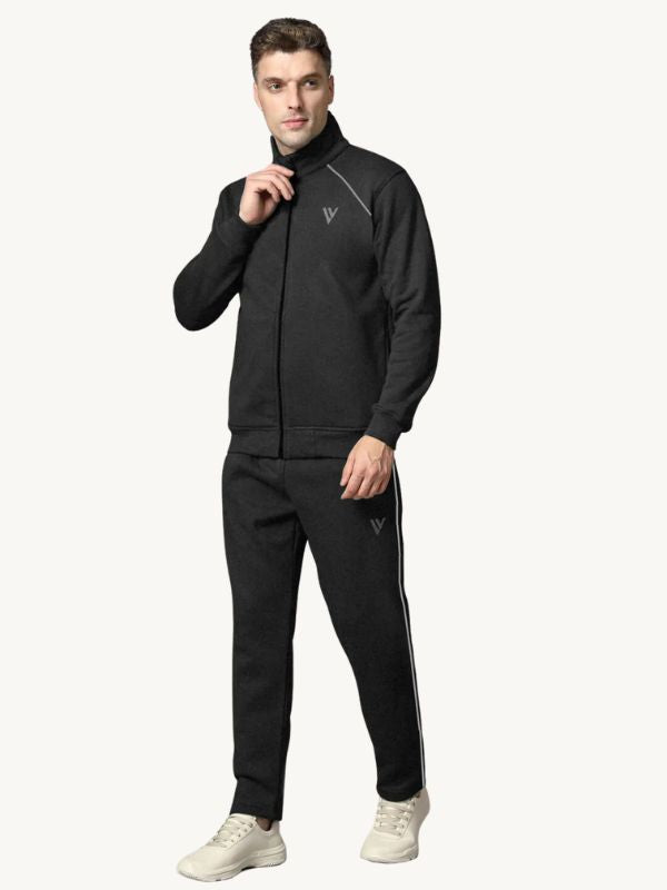 Louis Vicaci Fleece Zipper Tracksuit For Men Charcoal Melange-SP275/RT2124