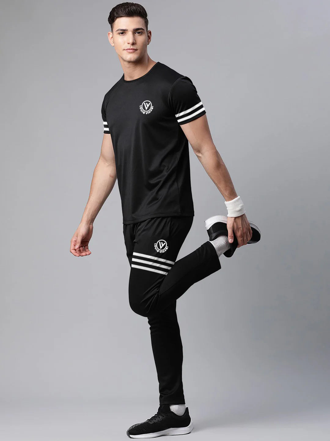 Summer Active Wear Tracksuit For Men-Black-SP1708/RT2415