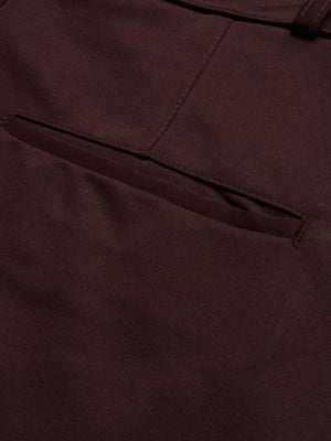 Louis Vicaci Interlock Stretchy Slim Fit Lycra Pent For Men-Maroon-RT2438