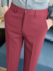 Interlock Stretchy Slim Fit Lycra Pent For Men-Dark Pink-BR457