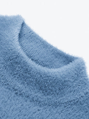 Louis Vicaci Turtle Neck Rabbit Wool Sweatshirt-Light Blue-BR1176