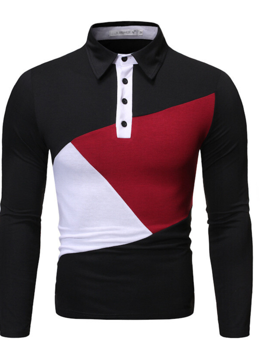 Black Color Block Polo Shirt