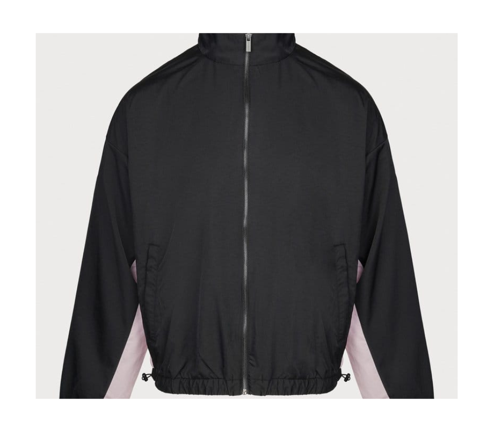 Black Windbreaker Track Jacket