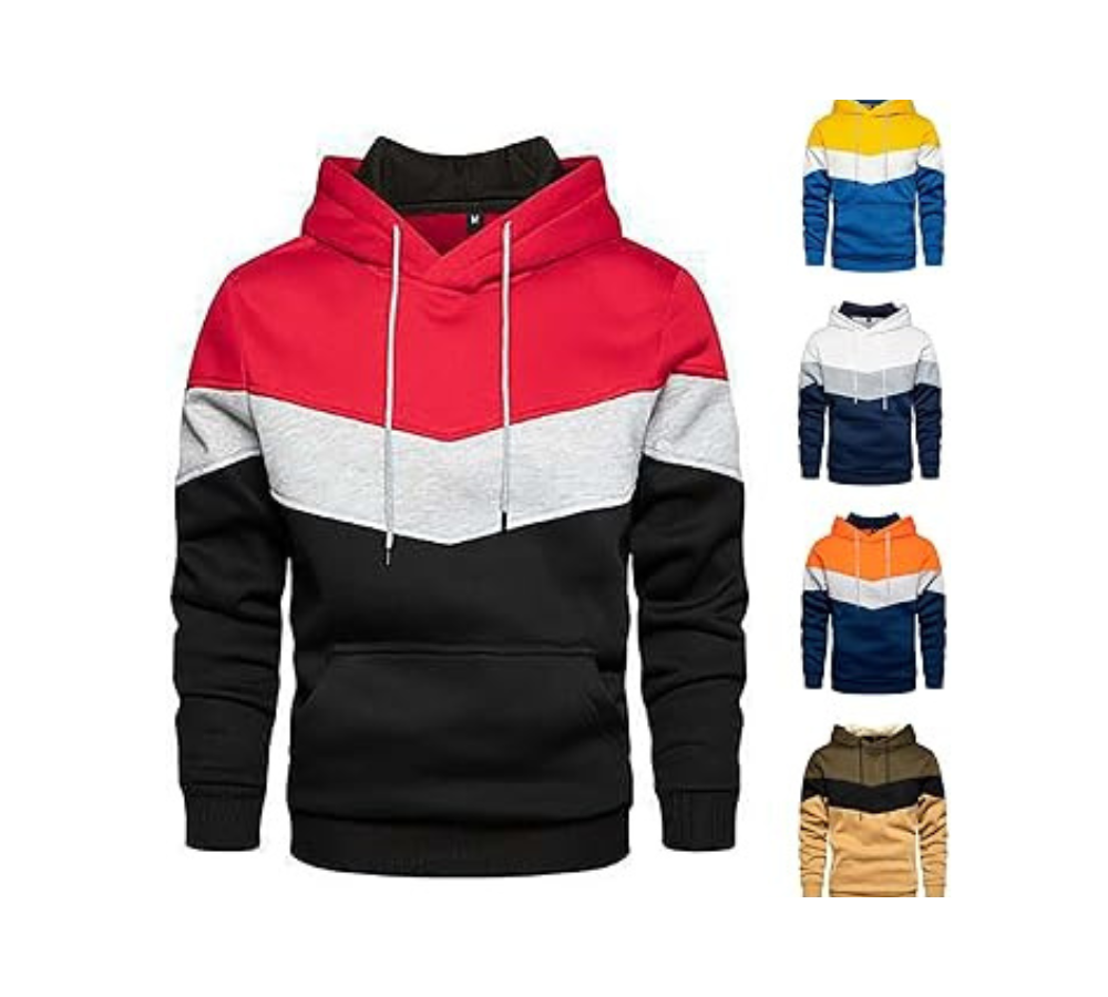 Three Color Pattern Style Pullover Hoodie